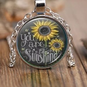 You are my Sunshine Silver Glass Pendant Necklace
